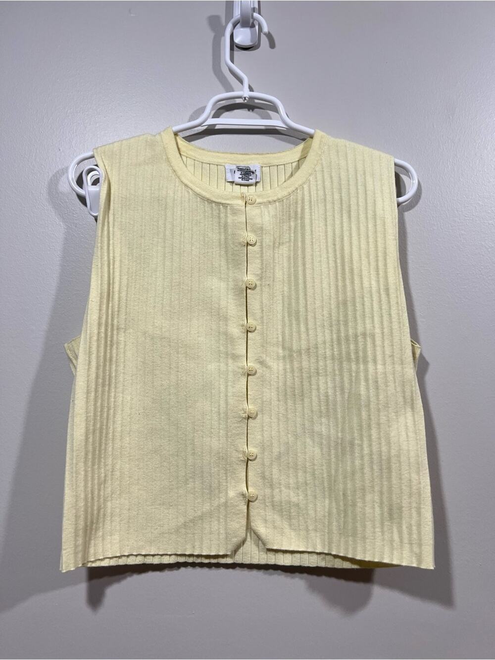 Song of Style Butter Yellow Ribbed Button Front Sweater Tank XL